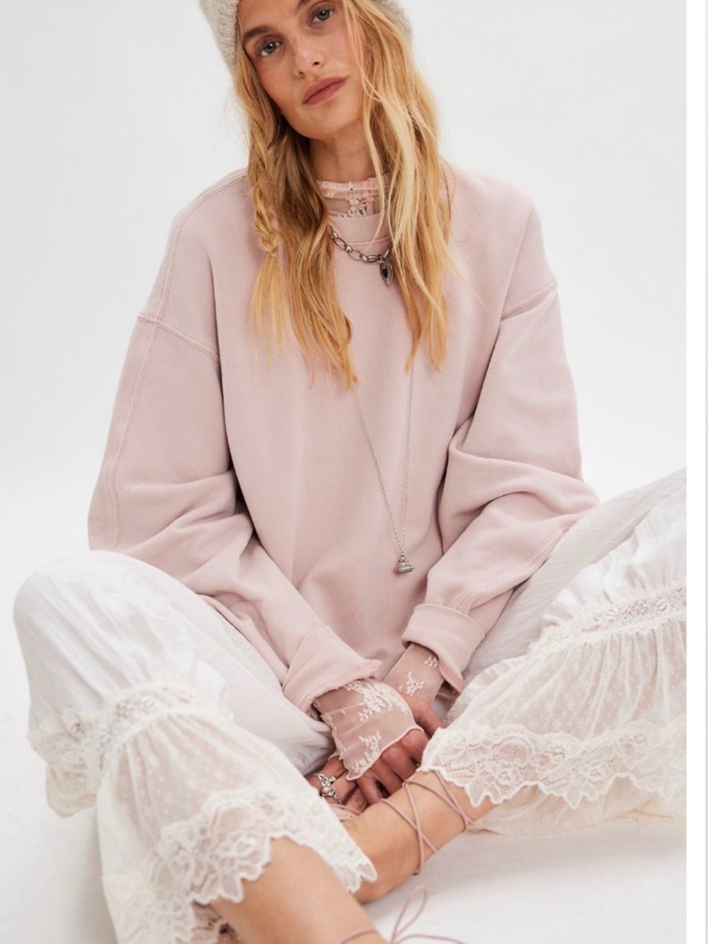Life Clothing Co. “Bobby Pullover” Women's Pale Pink Cozy Sweatshirt Top